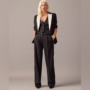 J crew Collection pleated wide-leg tuxedo pant in Italian wool